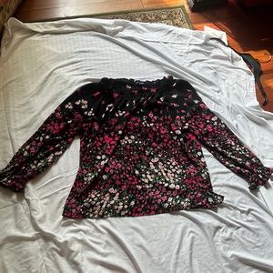 Black long sleeve floral blouse